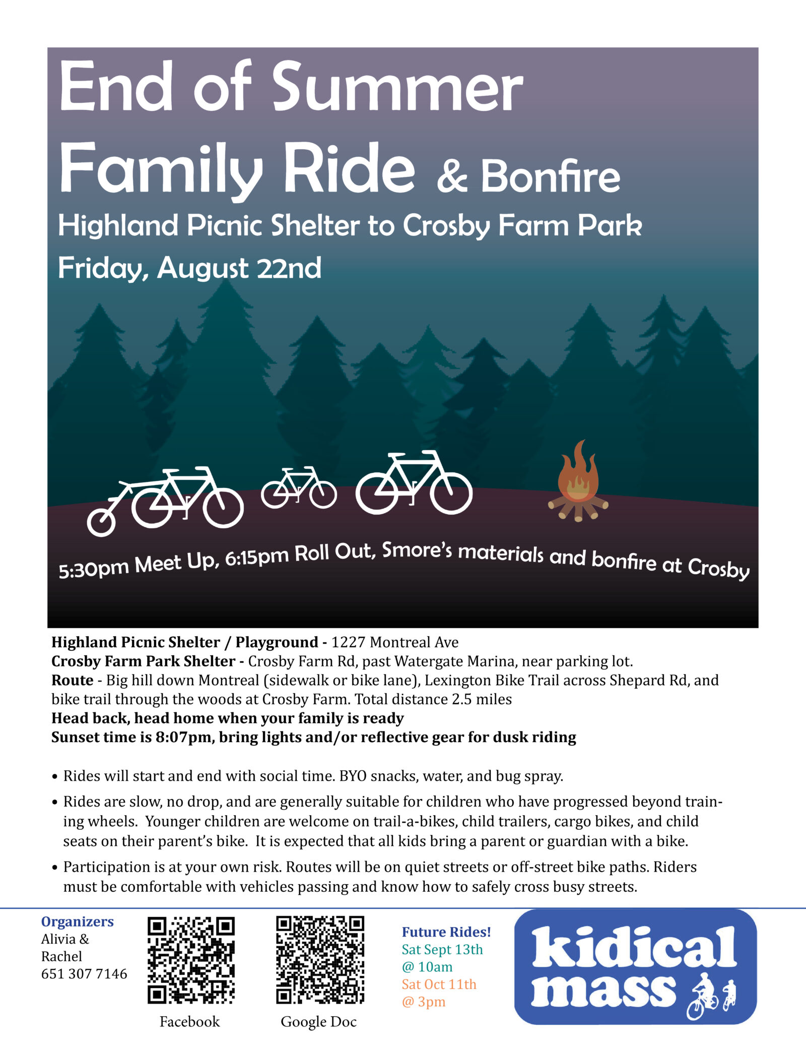End of Summer Family Ride & Bonfire - St. Paul Kidical Mass - Bicycle ...