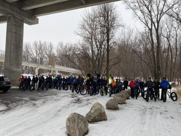 Lots of People on Fat Bikes at MN River Bottoms