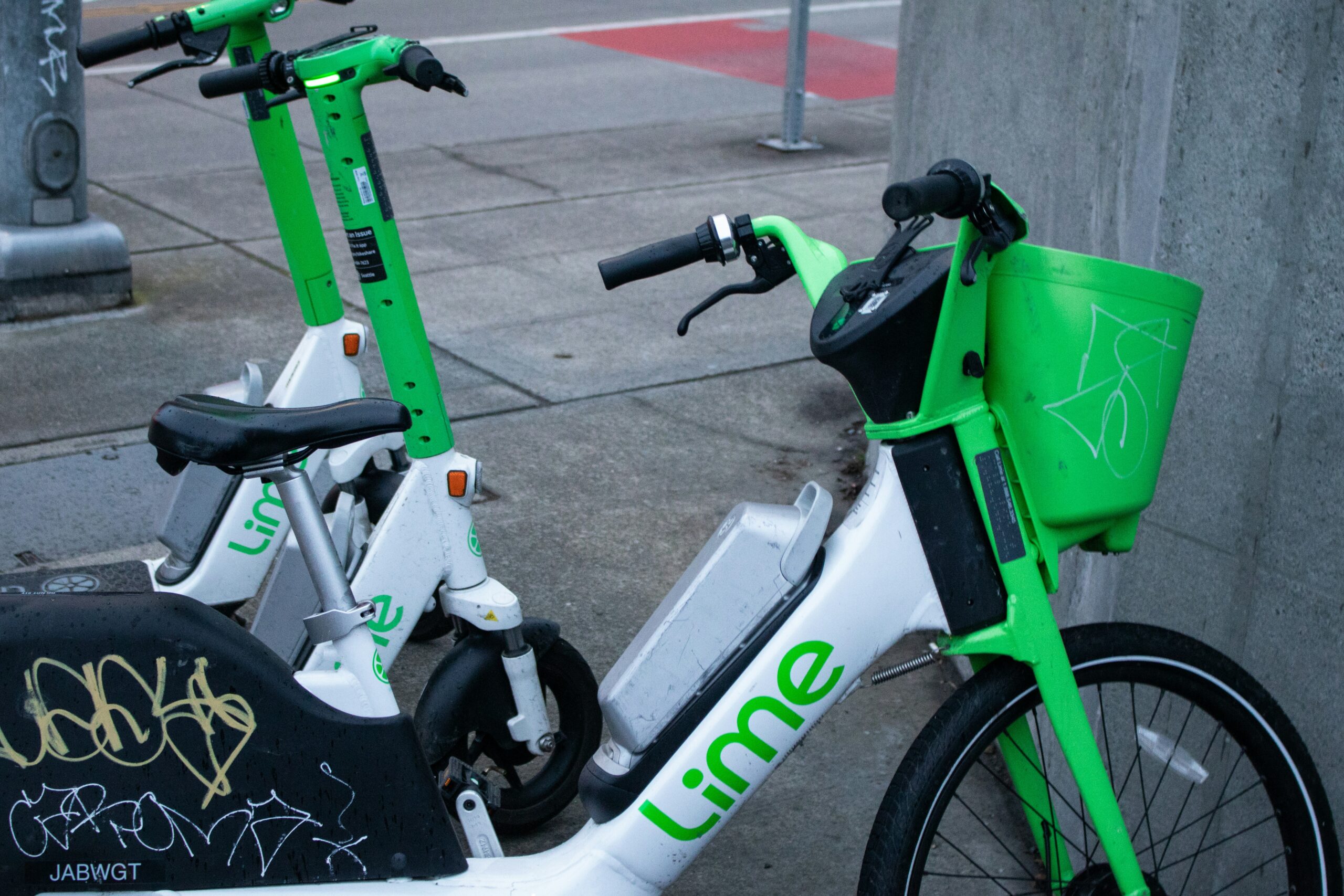 photo of Lime brand bikeshare bikes